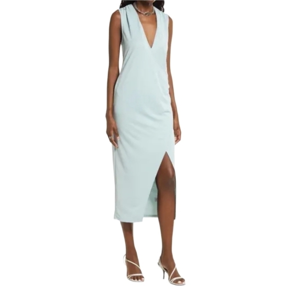 Open edit Size XXS Sleeveless Midi Wrap Dress in Teal Mist NWT. - Picture 1 of 6